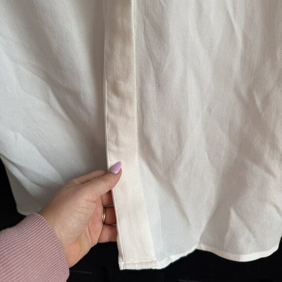 Brooks Brothers White Flutter Sleeve Hidden Button Shell Top Size Medium - Picture 11 of 11